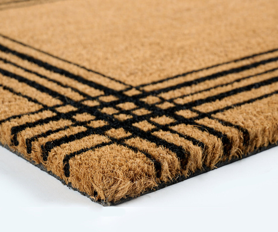 Black Ticking Stripe Border Doormat